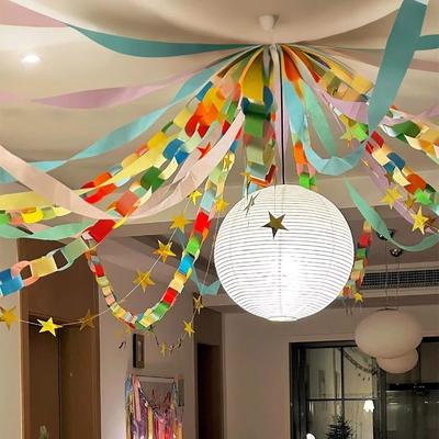 100pcs Colored Paper Strings DIY Paper Streamers Assembles Paper Chains Party Backdrop Decoration
