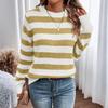 Sweaters For Women  R-neck Striped Cute Color Block Fall Winter Knitted Pullover Tops