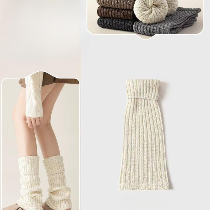 Wool Sock Hoods, White Leg Covers, Slimming Effect. Pair with Boodles Shoes. Winter Thick and Warm Leg Socks.