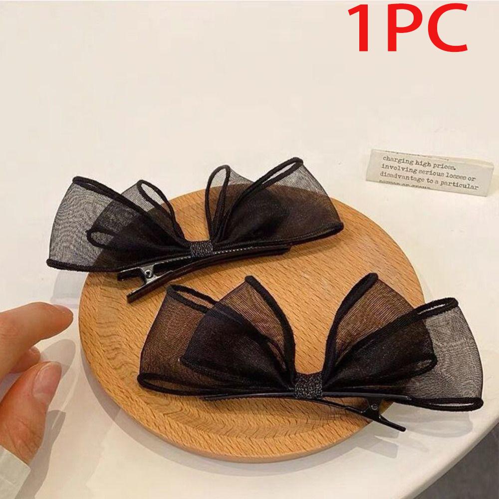 1PC Cute Bowknot Hair Clips Fashion Sweet Headwear Mesh Bow Hairpin Headdress Hair Accessories Bang Clip For Girls
