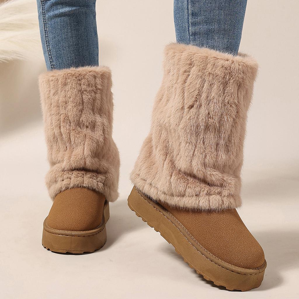 Winter Women Boots New Mid-calf Cotton Boot Non Slip Platform Boot Trouser Boots Plush Warm Women Snow Boot Botas Invierno Mujer