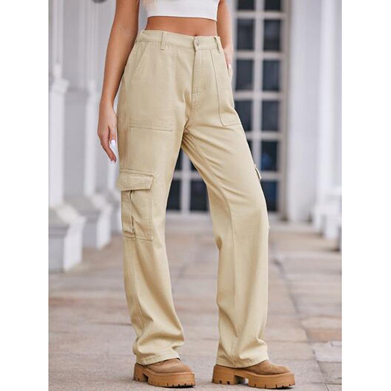 

European and American multi-pocket tooling casual pants children loose and thin trend wide-leg trousers XL хакі