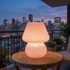 Desk Lamp Ins Style Mushroom LED Lamp Striped Mushroom Bedside Lamp Glass Transparent Night Lamp Nightlight for Baby