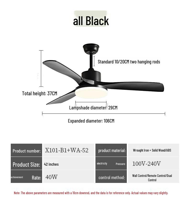 Nordic Retro Solid Wood Ceiling Fan with Light