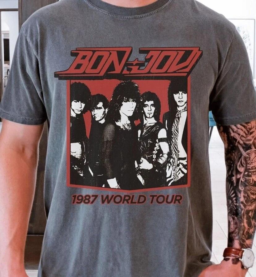 

Jon Bon Jovi T-Shirt Rock n Roll Band on Vintage Black Comfort Colors 1717 Tee XL
