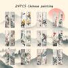 Chinese Ink Painting Bookmarks: 24 Sheet Set of High Aesthetic Student Reading Markers, Perfect As Cultural Creative Paper Gifts