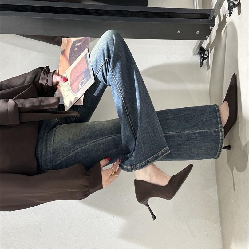 stiletto high heels black single shoes women's shoes spring and autumn 2025 new summer French pointed simple commuter ladyshoes