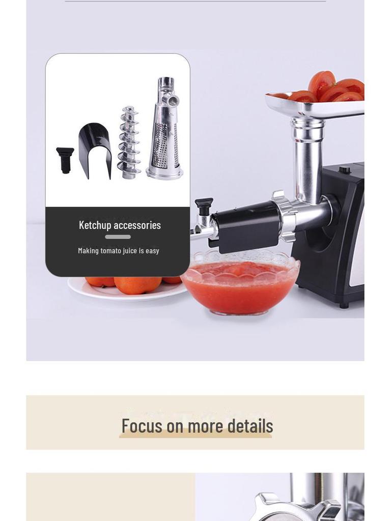 Automatický mlýnek na maso a plnička klobás z nerezové oceli evropského standardu: Multifunkční zařízení do zásuvky pro domácnost