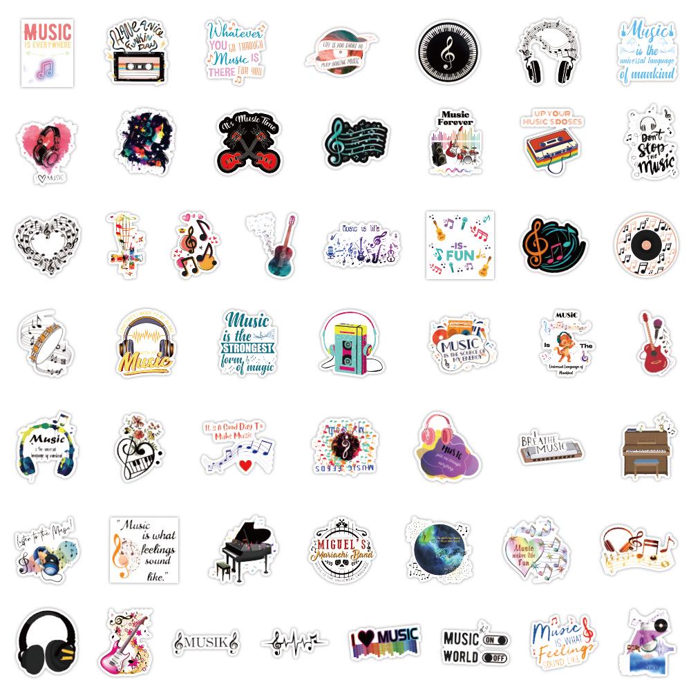 100 Cross-Border Music Cartoon Graffiti Stickers for Suitcases & Guitars - Waterproof & Trendy