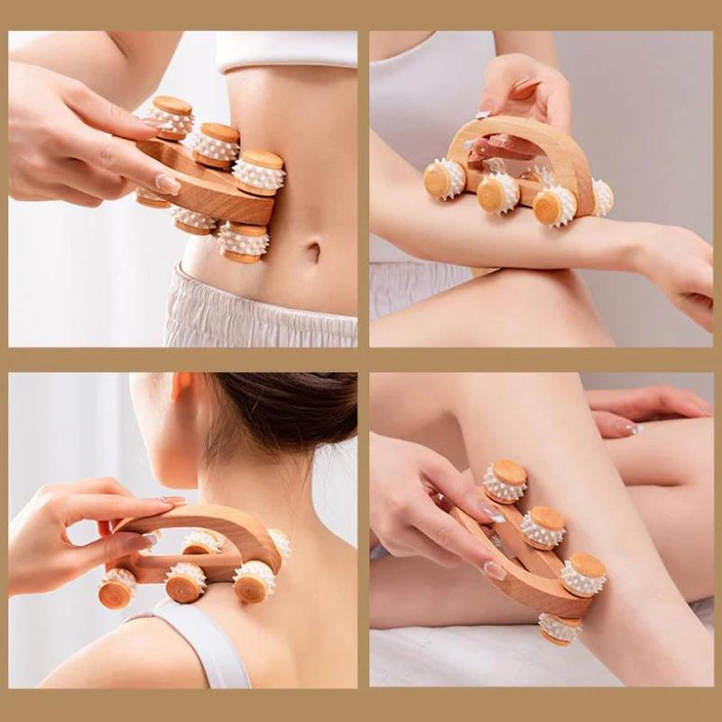 Wooden Massager Manual Roller Neck Back Waist Massage Tool For Neck Leg Back Deep Tissue Muscle Relax Body Massage