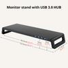 Computer Monitor Stand with 4 USB 3.0 Ports Durable Metal Monitor Support PC Keyboard Organizer Laptop Desktop Black Desk Stand