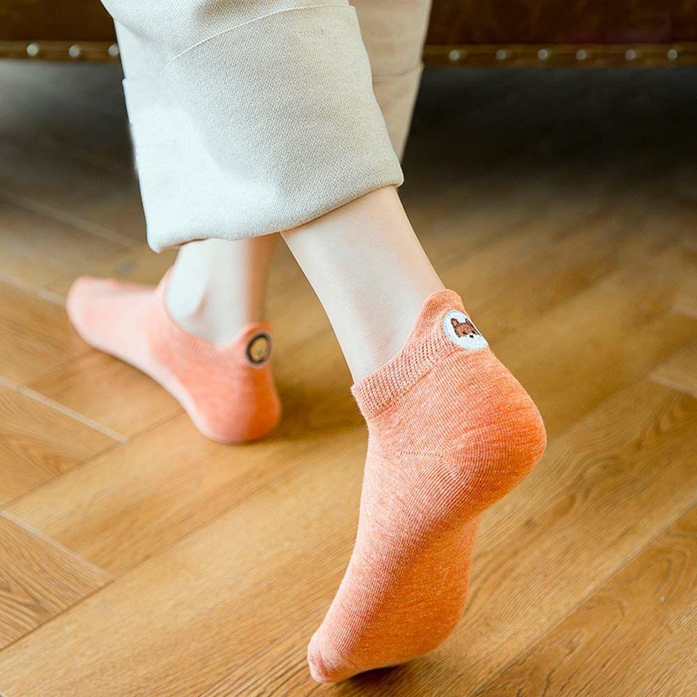 

Fashion Embroidery Dog Cartoon Girls Women Socks Ankle Socks Cotton Short Socks