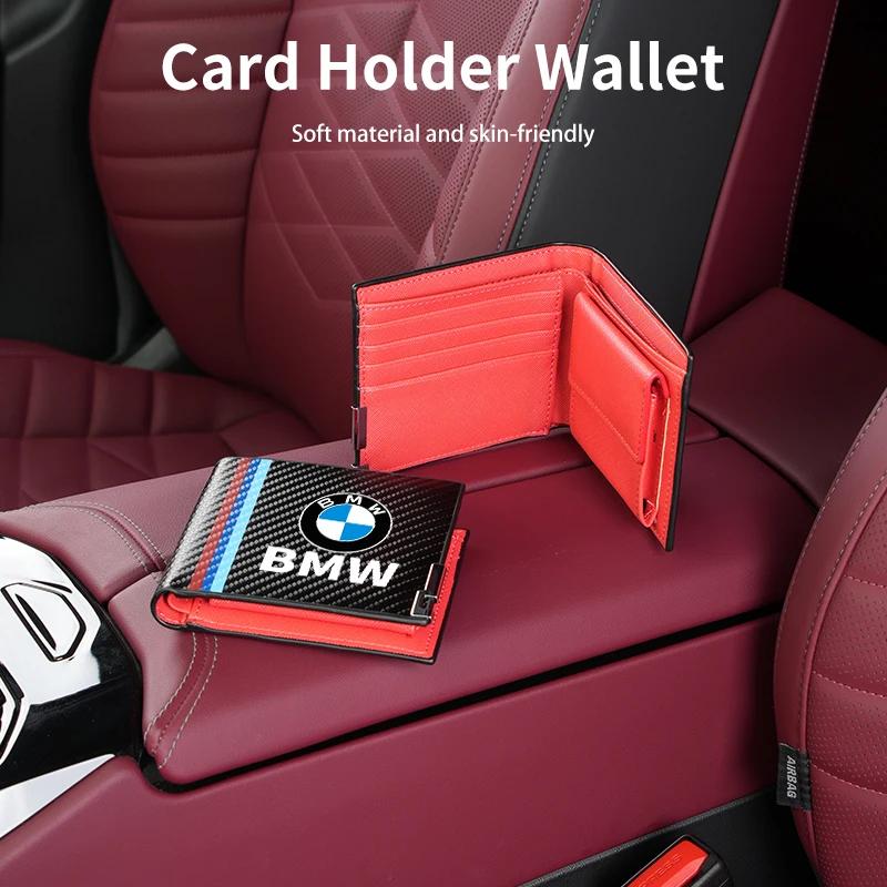 BAGD7 Car Sticker Men Wallet Carbon Fiber Coins ID Credit Card Holder License Passport Bag Gift For BMW 1 2 3 4 5 7 Series X1 X2 X3 X4