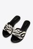 Wittchen Women's Animal Print Leather Flip-Flops In Black And Beige, Black And Beige, Natural Leather