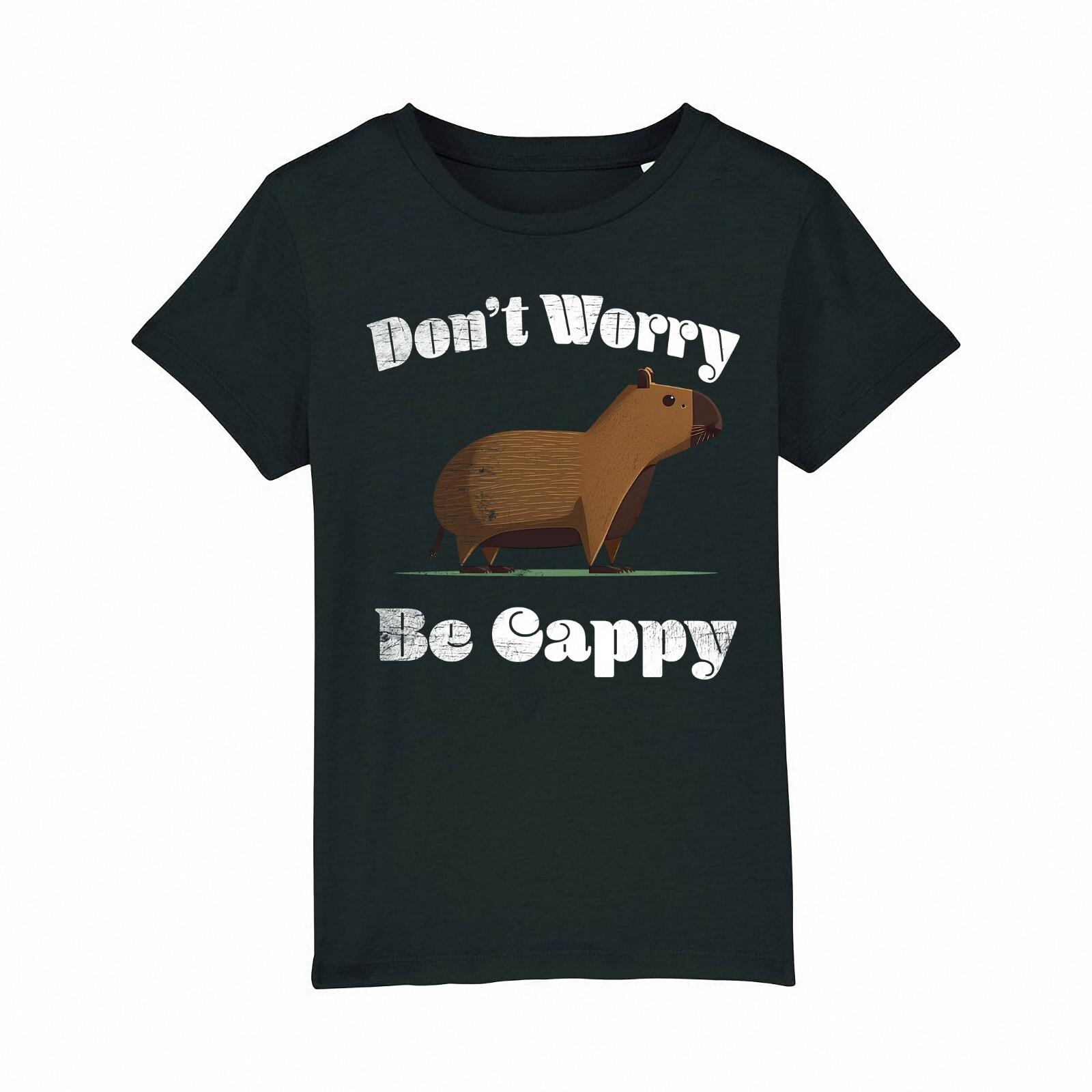 Dont Worry Be Cappy T-Shirt Mens Womens Tees Top Boys Girls Funny Capybara Cotton Tee 3XL