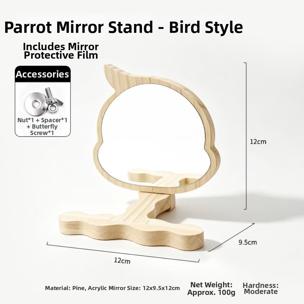 Wooden Parrots Mirror Toy Rod Shape Parrots Platform New Parrot Standing Perch Cage Accessories