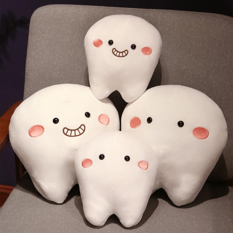 Cute Short Plush Cartoon Tooth Pillow For Kids, Soft And Comfortable On The Sofa