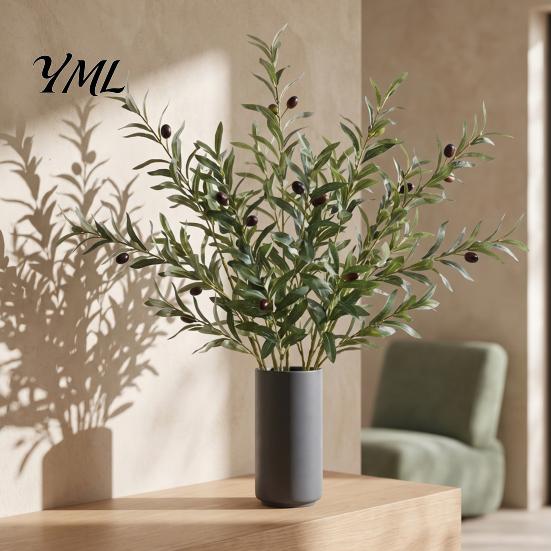 Seasonal Botanical Accents for Shelves Faux Olive Branches Vase, Artificial Tree Branches, DIY Fake Realistic Greenery Plants, Stems, Floral