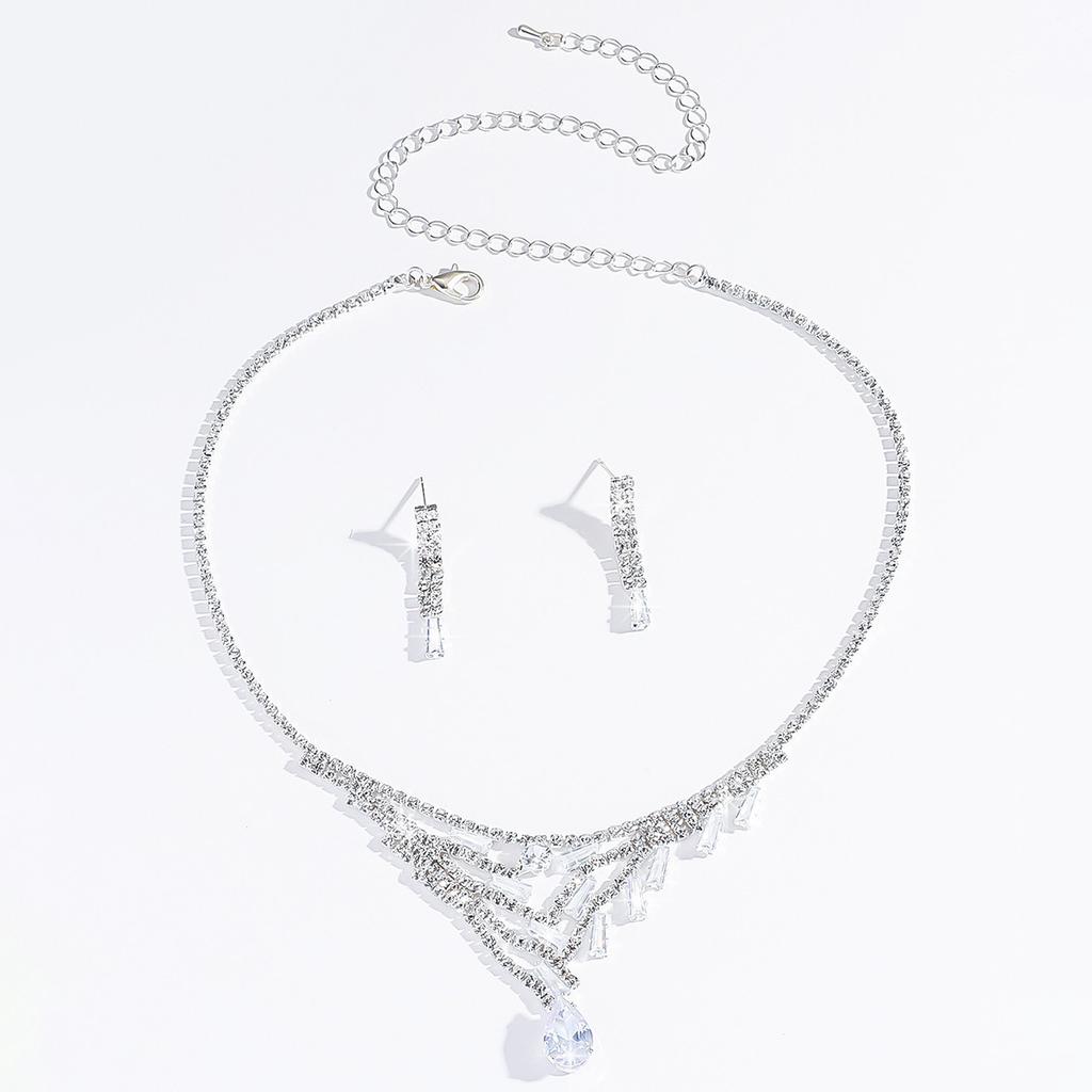 Bridal Accessories Necklace Rhinestones Zircon Wedding Dress Women'S Wedding Accessories Premium Two-Piece Set
