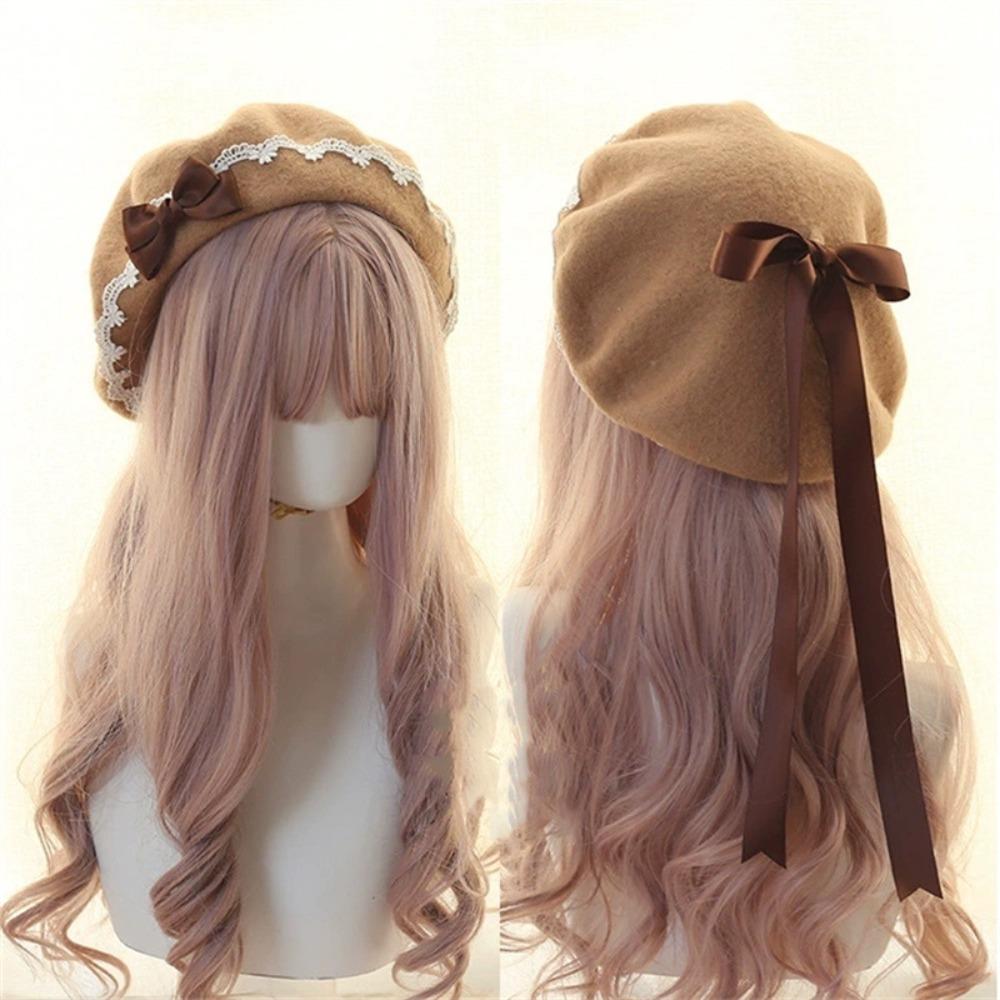 

Lolita Bow Beret Sweet Winter Berets Hat Fashion Artist Hat Women Girls 02