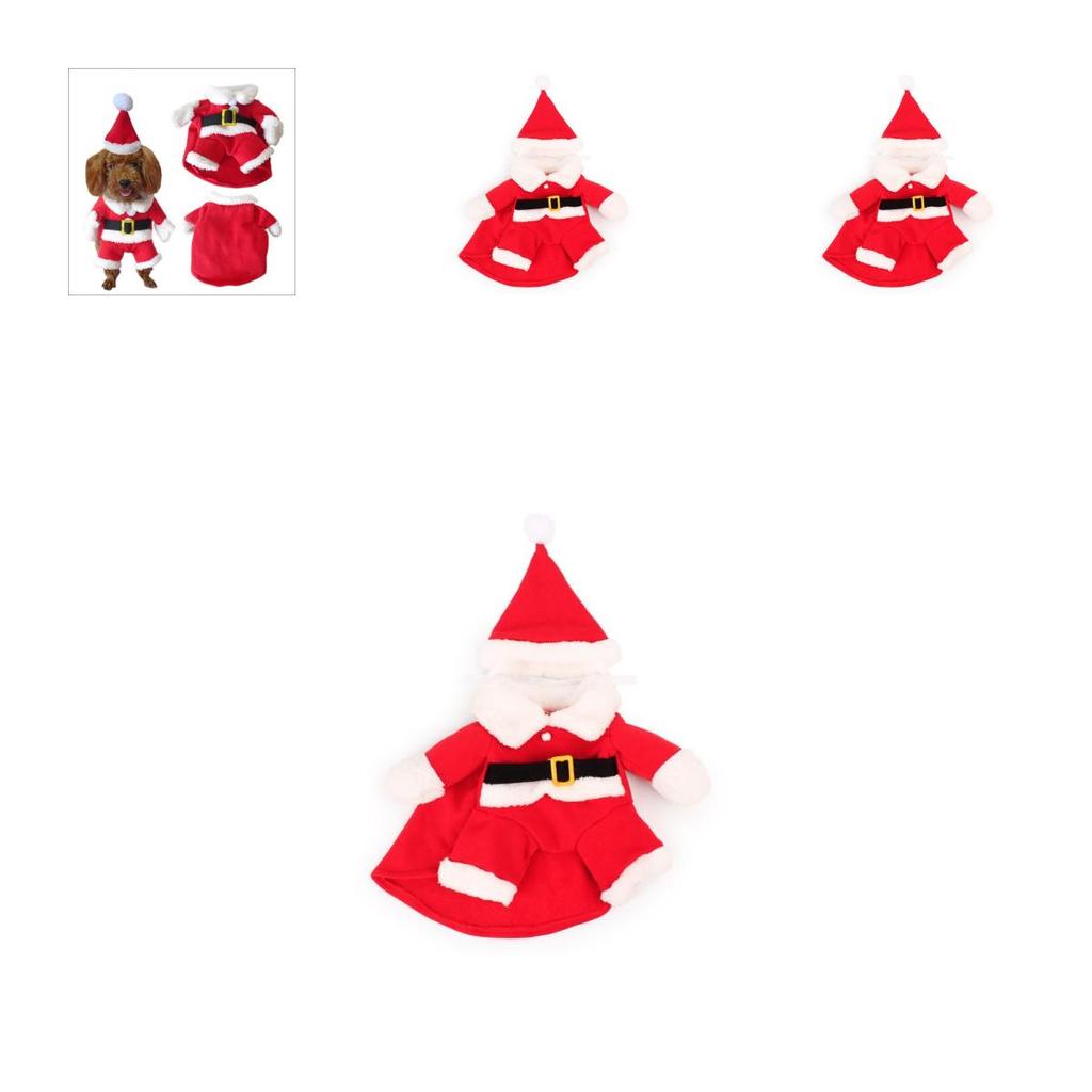 Dog Pet Small Cat Santa Claus Costume Outfit Jumpsuit Clothes Christmas For
