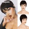 Fashion Women Short Black Straight Natural Hair Full Wig Natural Hair Heat Resistant Daily Wear Wig