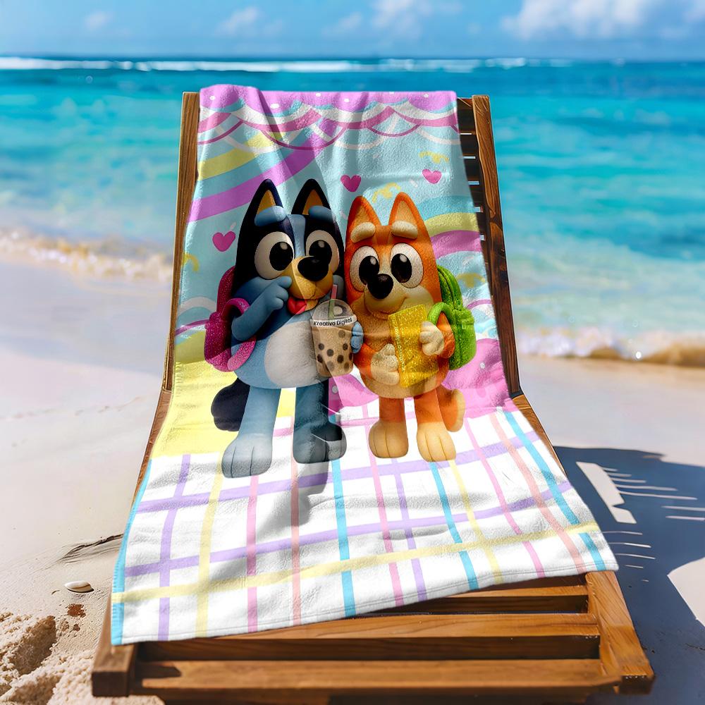 Lovely Bluey Beach Towel Super Soft & Absorbent Comfortable Lightweight Perfect for Traveling Yoga Camping and Swimming
