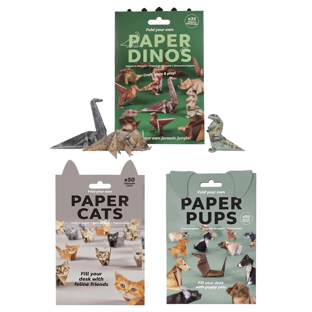 Creative Diy Paper Cats Handmade Diy Paper Cat Dog Dinosaur Folding Animal Folding Paper Set Fun Origami Craft Kit for Adult Kid