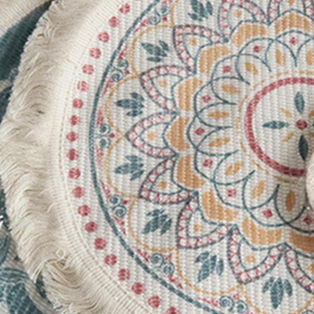 Placemat Cotton Polyester Round Soft Comfortable Woven Placemat with Tassels for Kitchen Decor C S