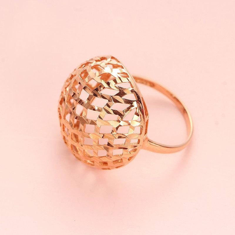 Цвет Золотой Полый Полукруг Форма Полый Кольцо Женское Покрытие Розовым Золотом Чистое Фиолетовое Золотое Кольцо