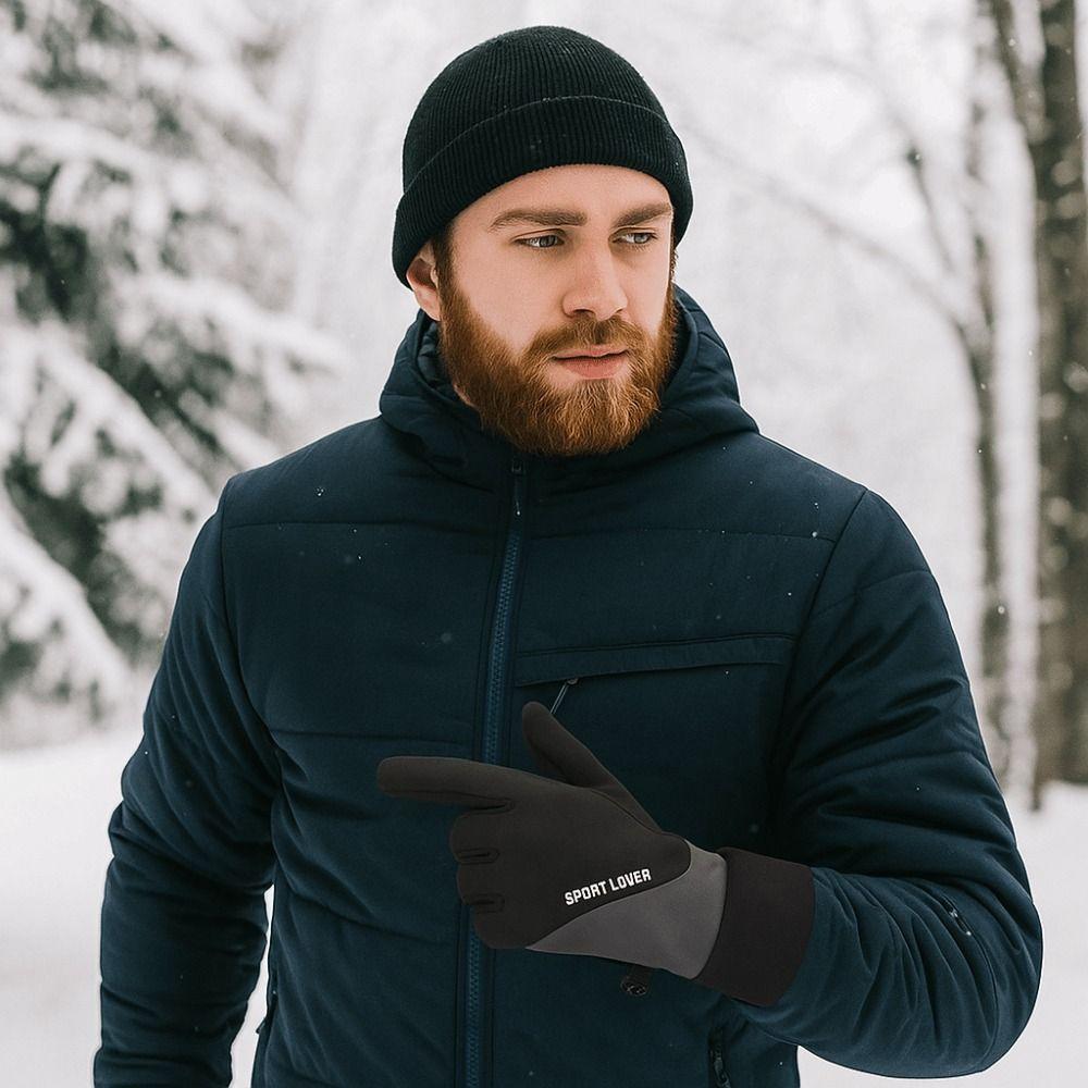 Windproof Winter Gloves Fleece Lining Waterproof Gloves Full Finger Gloves  Autumn and Winter