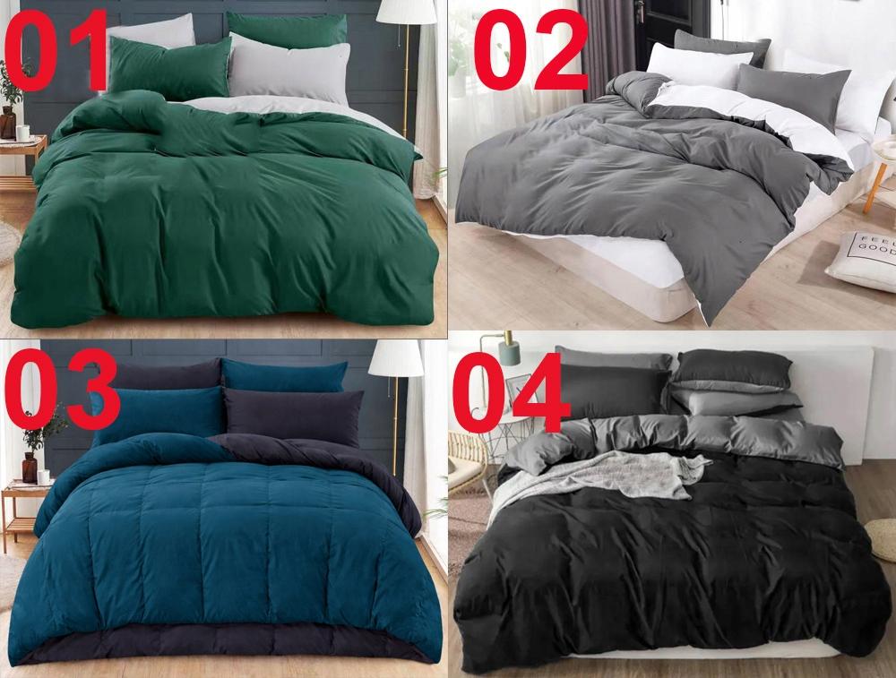 Double-sided Bedding 160x200 100% Cotton, Large Selection of Colors, Blue, Gray