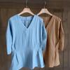 New ArriValS Open Run Women S Linen V Neck PinTuck ShorT SleeVe T ShirT