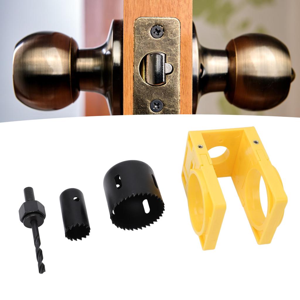 Lock Installation Kit with Template Carbon Steel Plastic Door Hole Saw Kit for Wooden Doors S Locksets