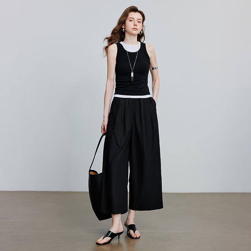 Women's Cool-Touch Lyocell Blend Wide-Leg Cropped Pants