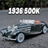 1:24 Mercedes-Benz 500K 1936 Classic Car Alloy Car Model Sound and Light Pull Back Children's Toy Collectibles Birthday Gift