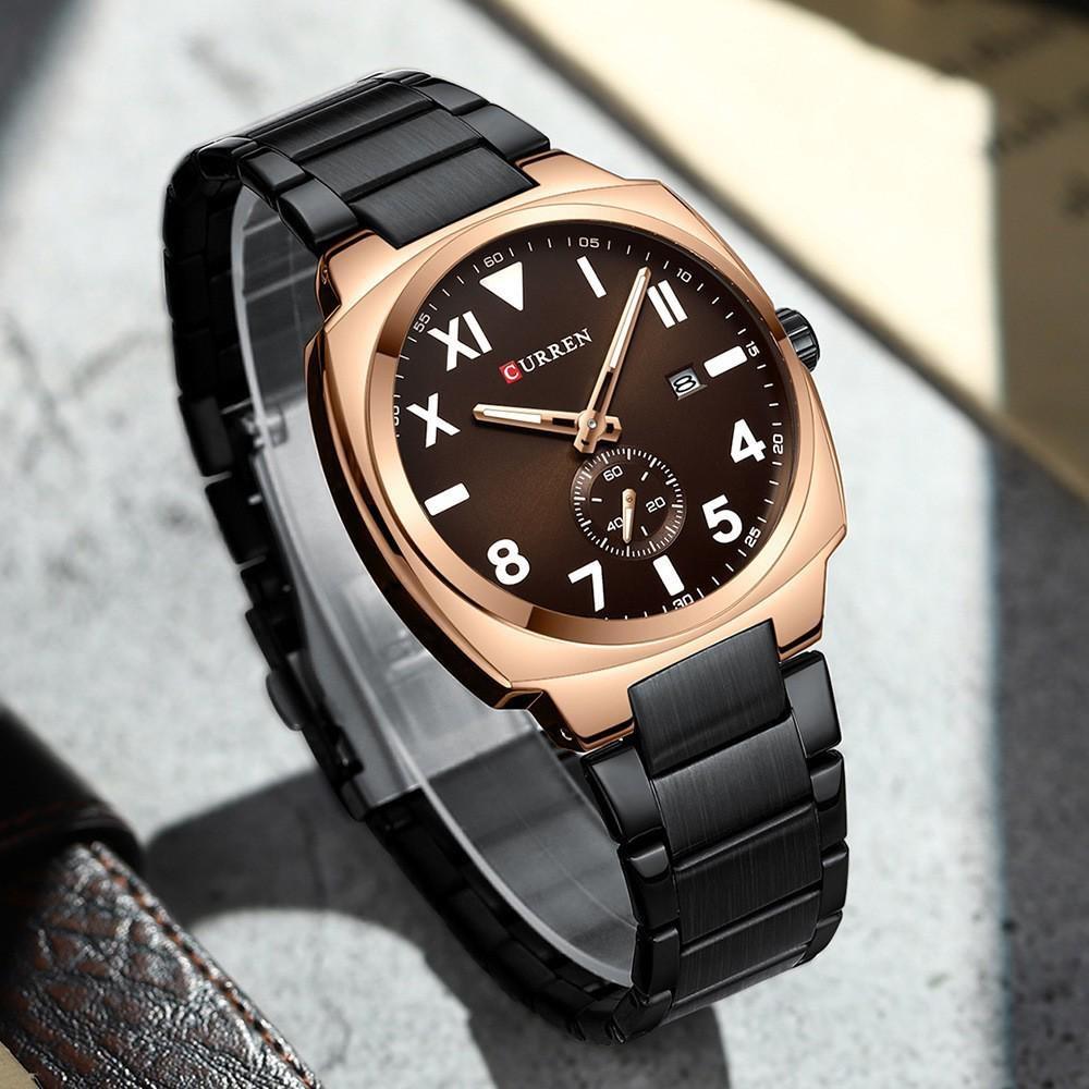CURREN Fashion Men's Quartz Watch Independent Seconds Dial and Date-Day Stainless Steel Waterproof Luminous Wristwatches