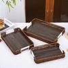 Handwoven Wicker Serving Tray Woven Handheld Plastic Rattan Storage Tray  Kitchen Storage