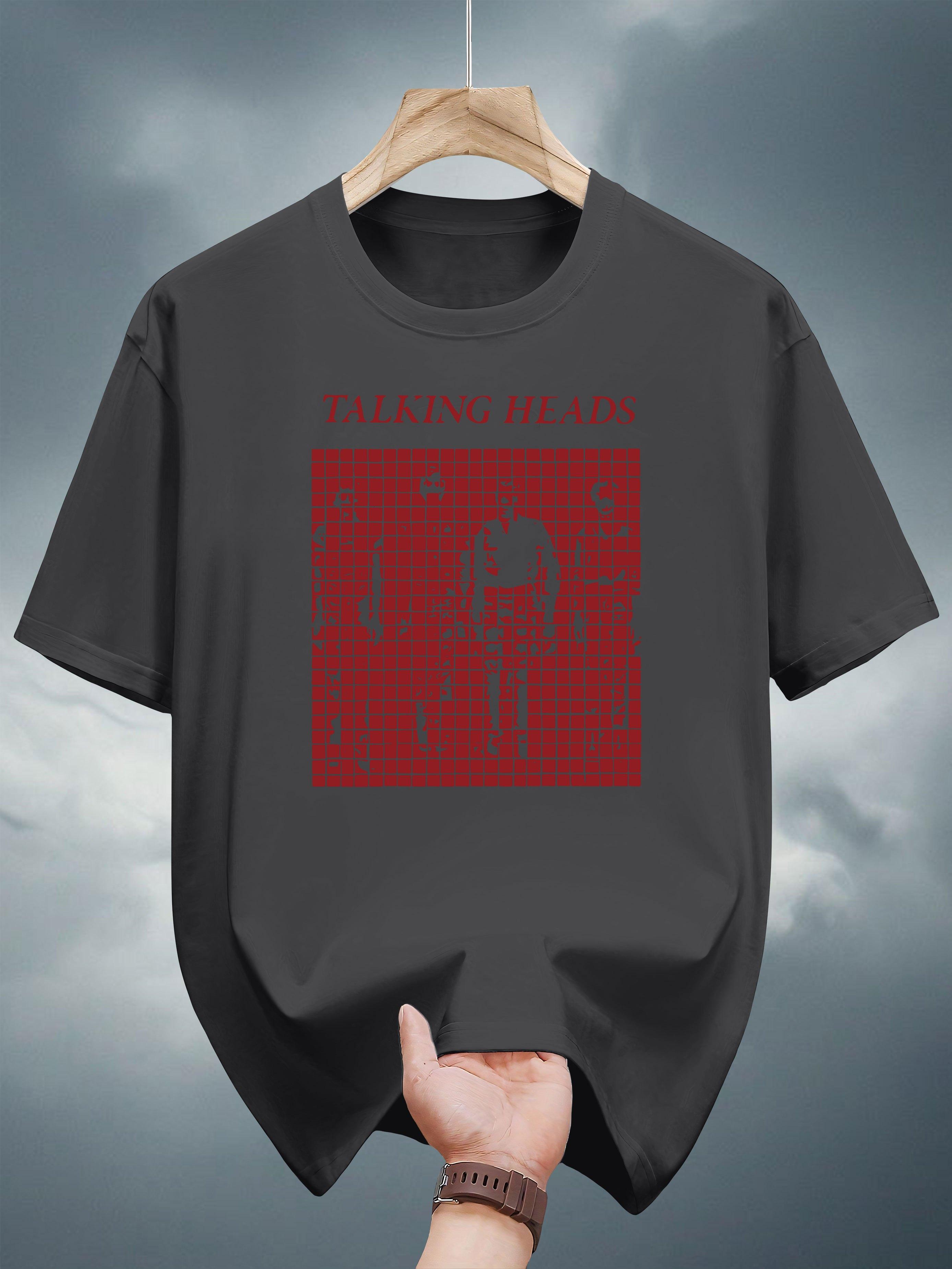 Casual Cotton T-shirt with Talking Heads Graphic Print - White XXXL