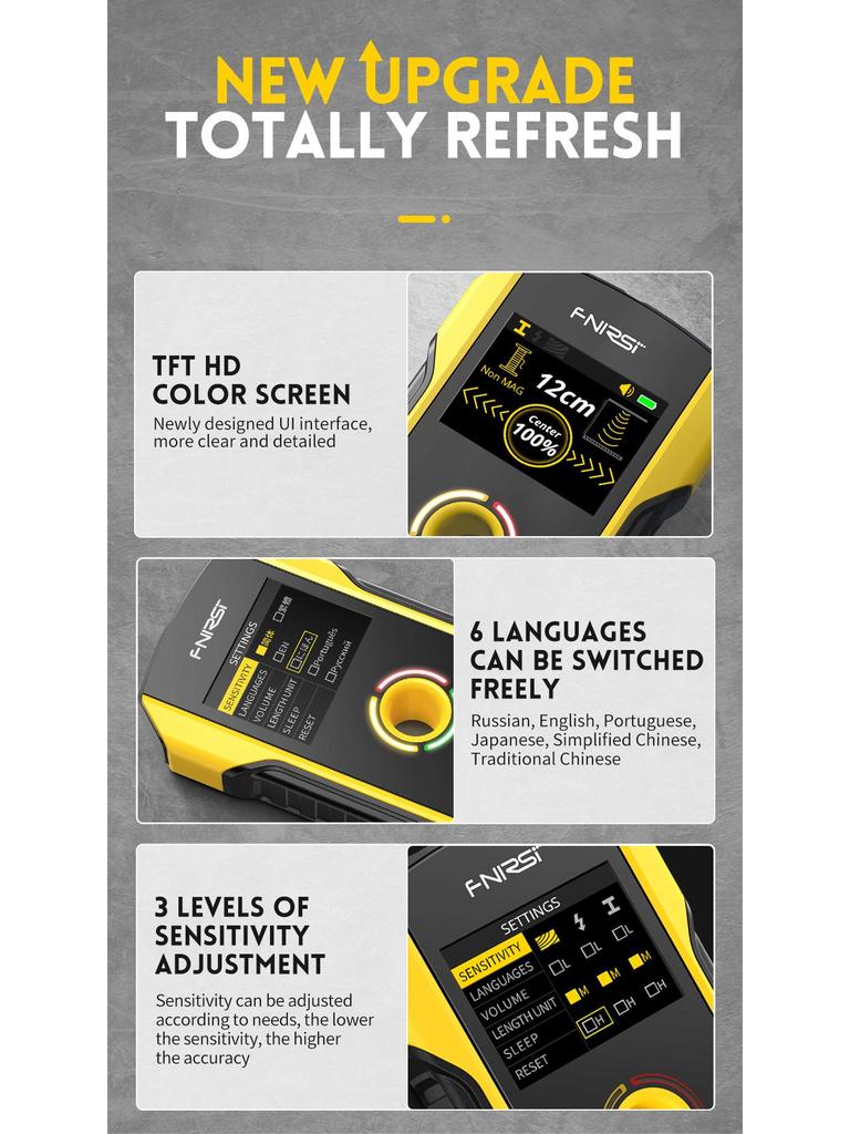 FNIRSI WD-02 Hochpräziser Multifunktions-Wanddetektor für Drähte, Metall und Stahlbewehrung