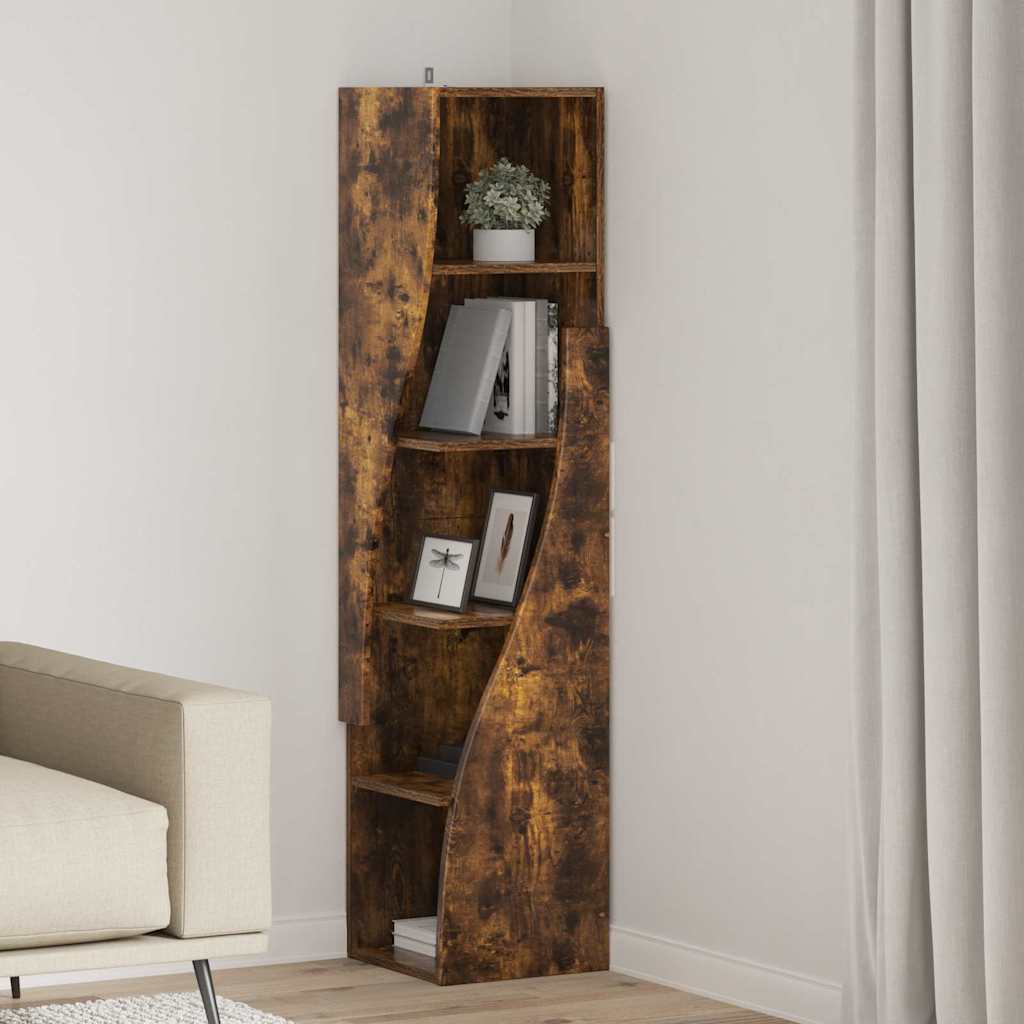 Corner Cabinet Smoked Oak 32x32x140 cm Wood Based Material