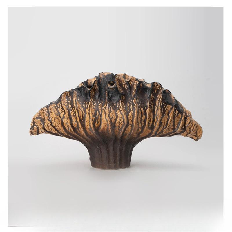 Abstract Ceramic Handicrafts Pleated Flowerpot Shell Vase Wavy Flower Vase Flower Arrangement Home Decoration Accessories