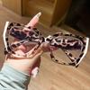 1Pc Women's Fashionable Plain Glasses New Style Elegant Large Frame Personality Patchwork Leopard Print Design Trendy Christmas