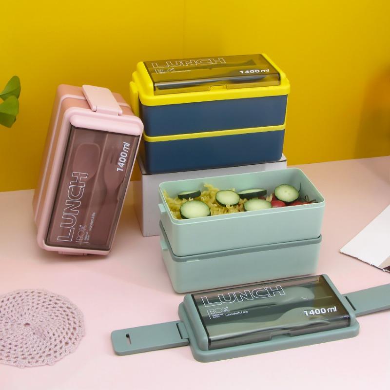 Double-layer Heated Lunch Box Plastic Lunch Box Office Worker's Non-cross-flavored Fruit Lunch Box