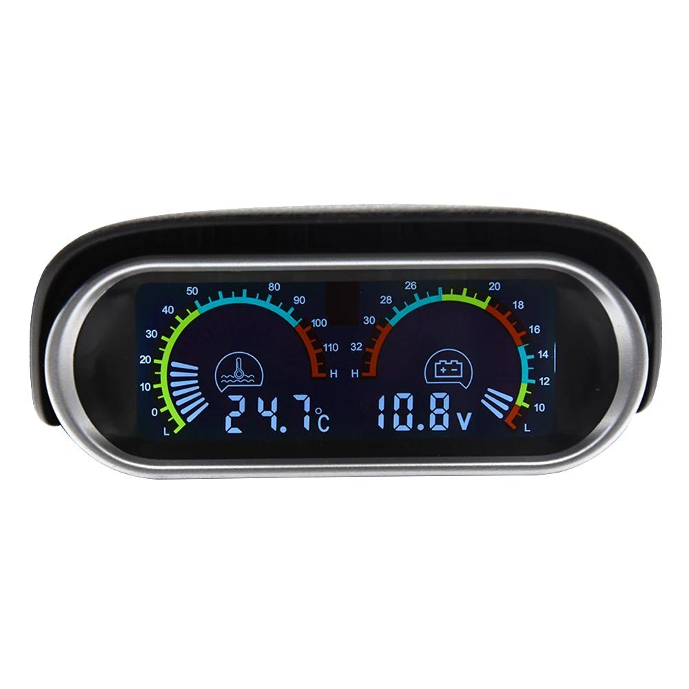 12V 24V  Water Temperature Gauge 2 IN 1 Car Truck LCD Gauge Voltmeter With 1/8 NPT Temp Sensor Water Temp Meter for Auto Cars