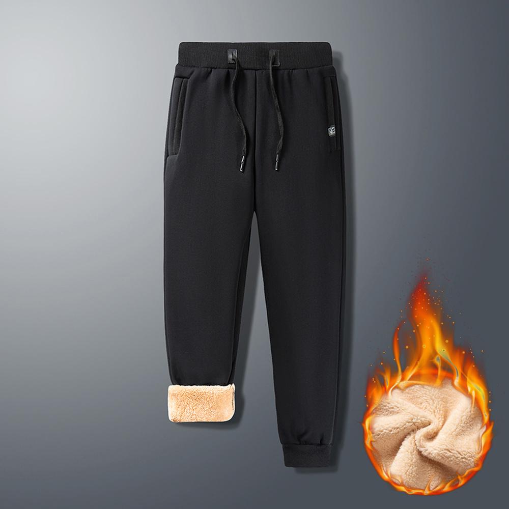 Winter Pants Men Fleece Lined Thick Warm Jogger Pants Men Fashion Clothing Bottoms Drawstring Running Pants Men
