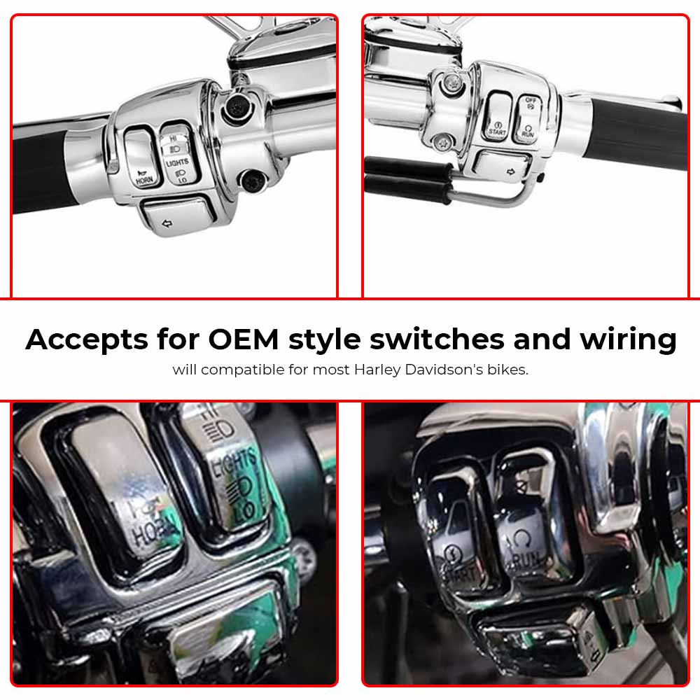 1Pair Handlebar Control Switch Housings Cover Button Caps Chrome Kit Motorcycle For Harley Sportster Forty-Eight XL1200X 2014-22
