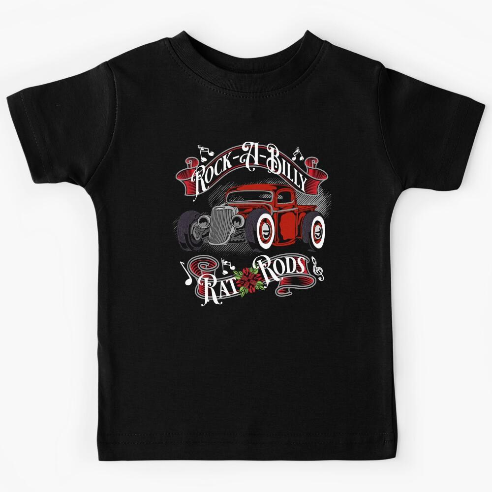 Hot Rod Art Retro Vintage Classic Car Rock-A-Billy Rat Rod Kids T-Shirt 110