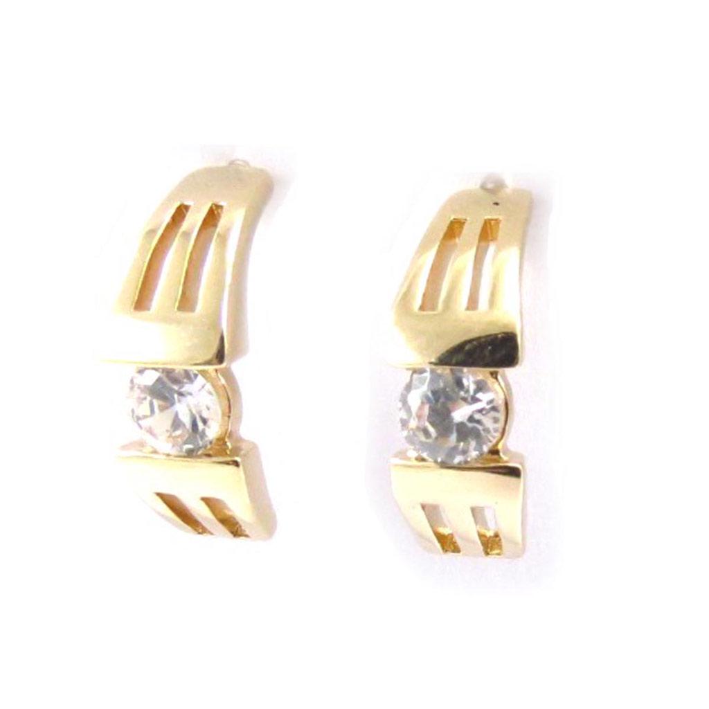 Les Trésors De Lily [J6026] - Gold Plated Half Hoop Earrings 'Goddess' White Gold - 15x5 Mm