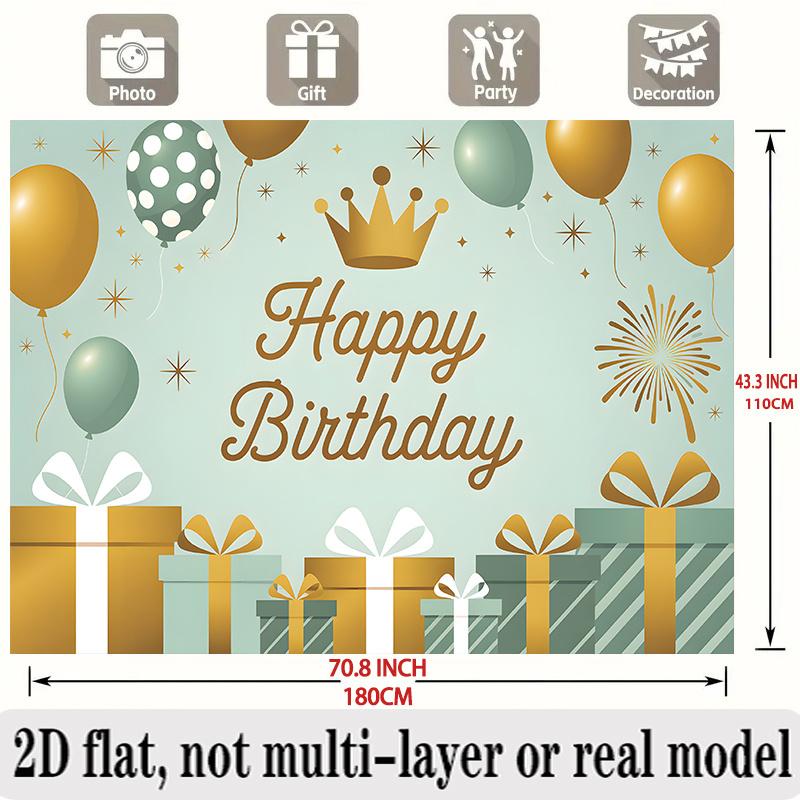 Golden Crown Birthday Banner, Fiber Background Cloth Wall Decor for Party